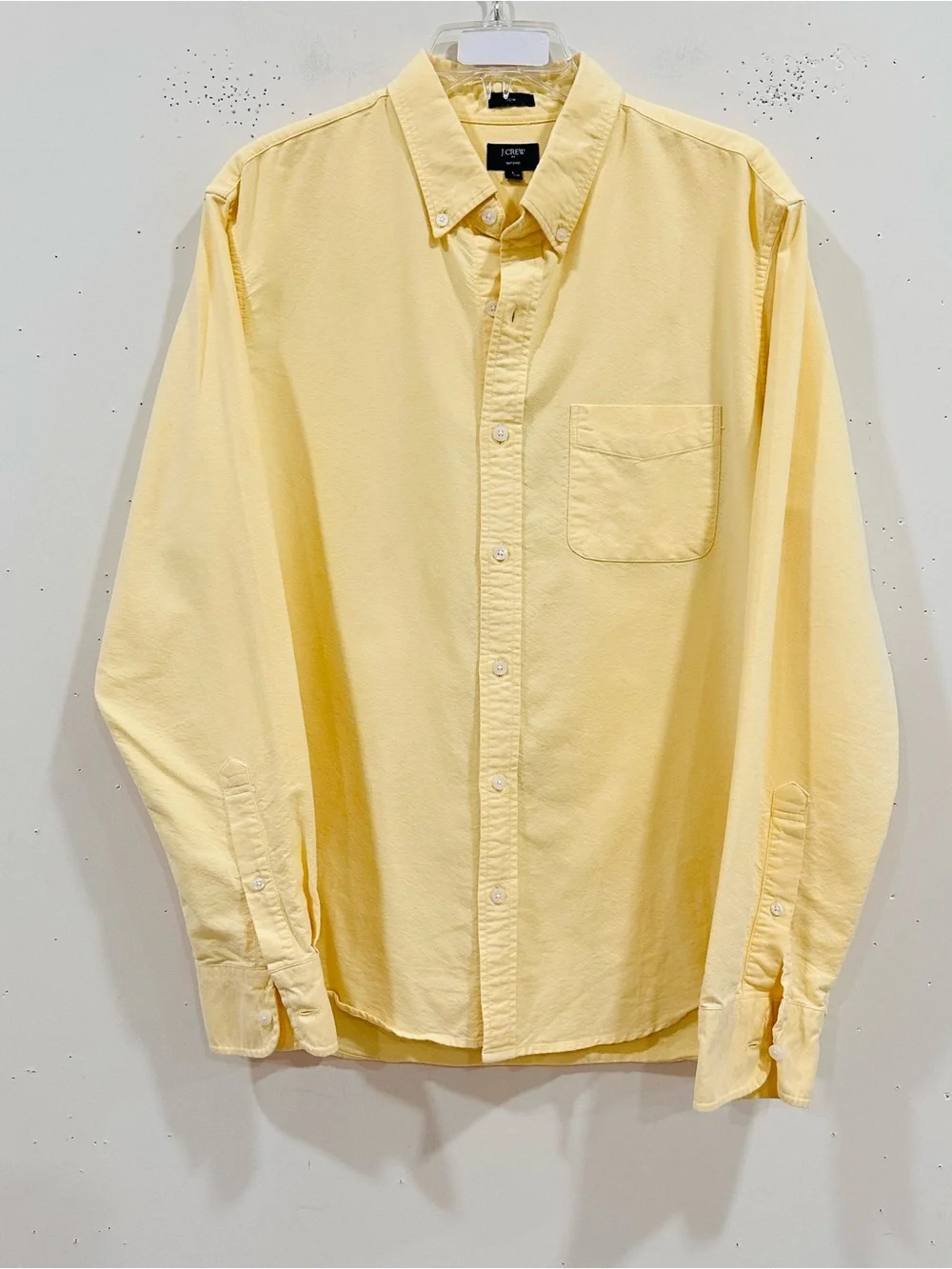 J.Crew Mens Oxford Shirt Large L Slim Fit Yellow Button Down Long Sleeve Cotton